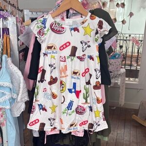 Kids Casual Dress with Texas Print